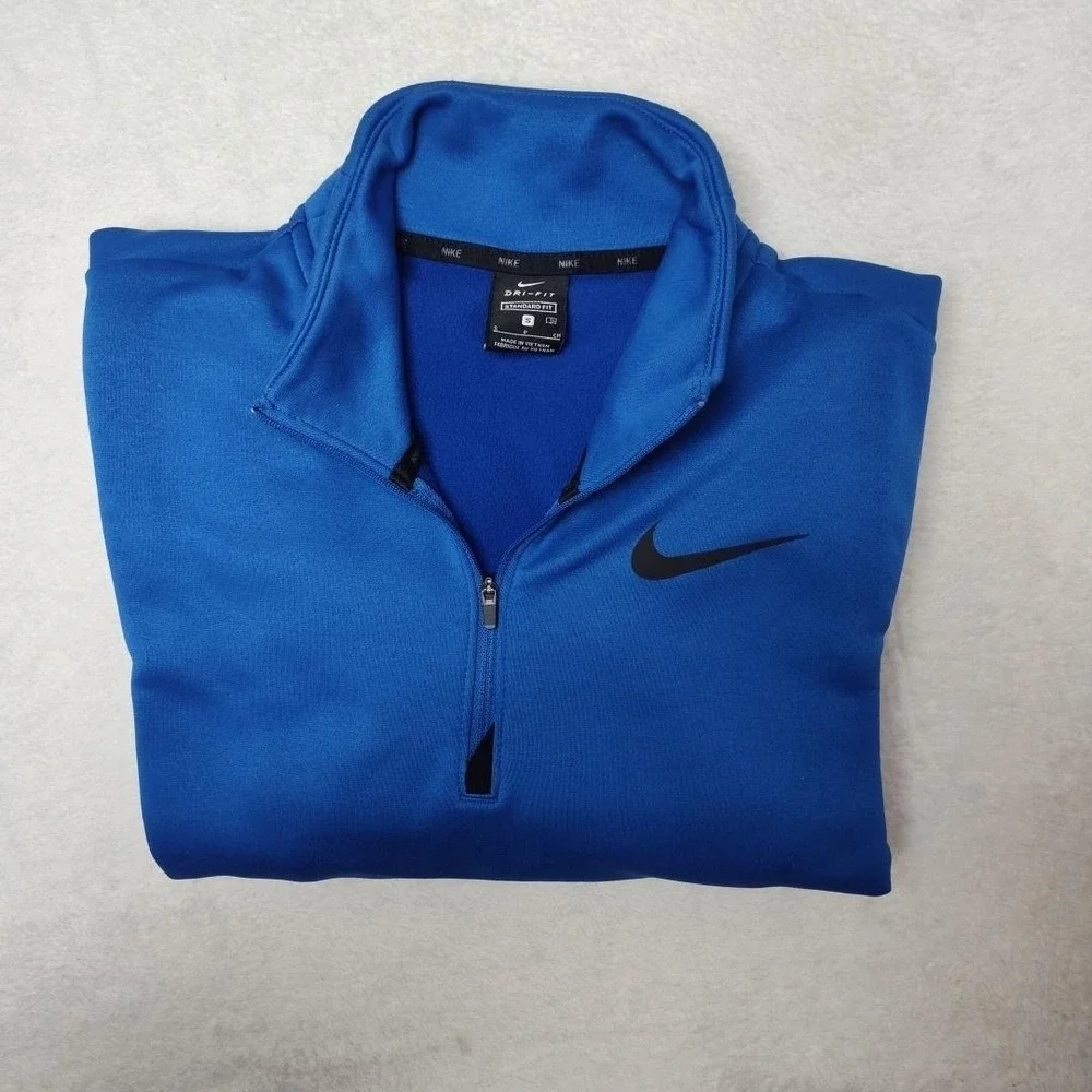 Nike Sweatshirt Mens S Blue 1/4 Zip Pullover Mock Neck Dri-FIT CU6217-480